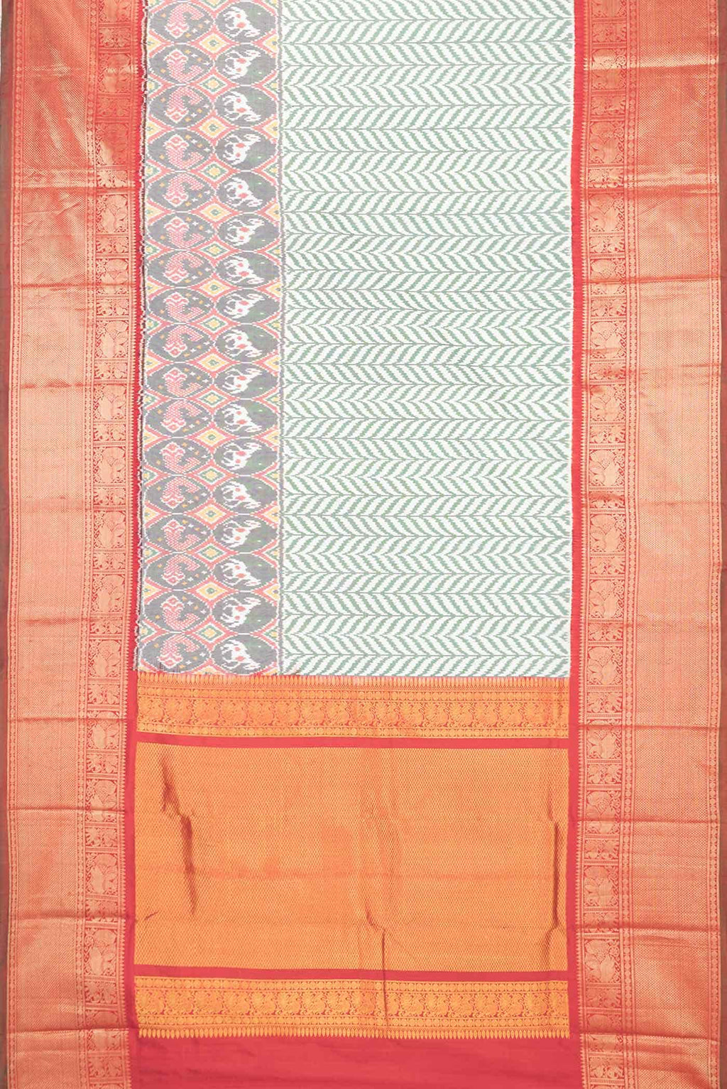 Off White Dual Tone Kanchipuram Silk Saree