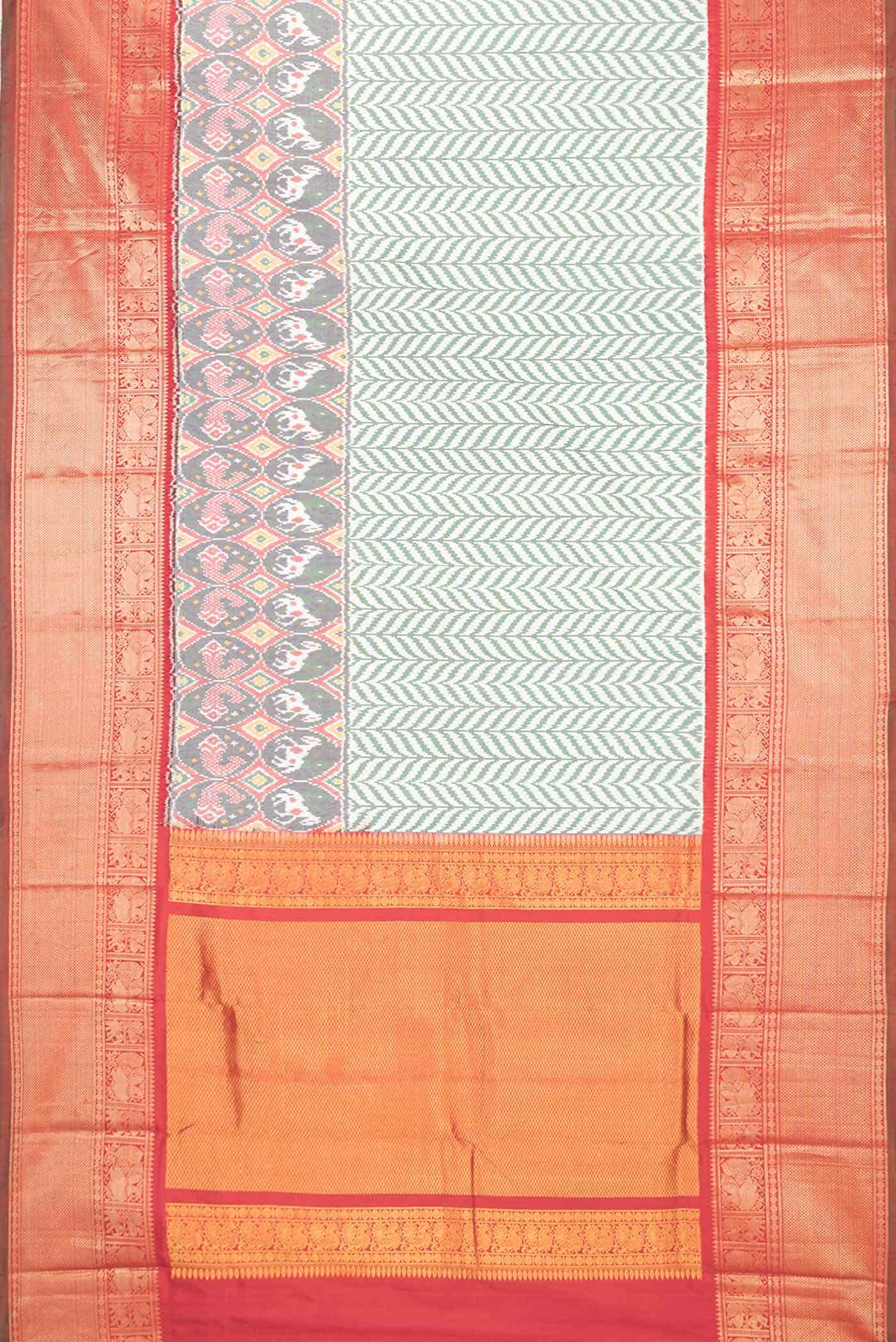 Off White Dual Tone Kanchipuram Silk Saree