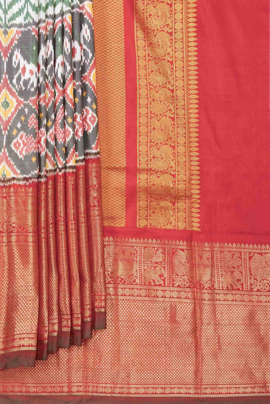 Off White Dual Tone Kanchipuram Silk Saree