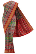 Pure Silk Pure Zari Maroon and Brown Dual Tone Double Ikat Saree