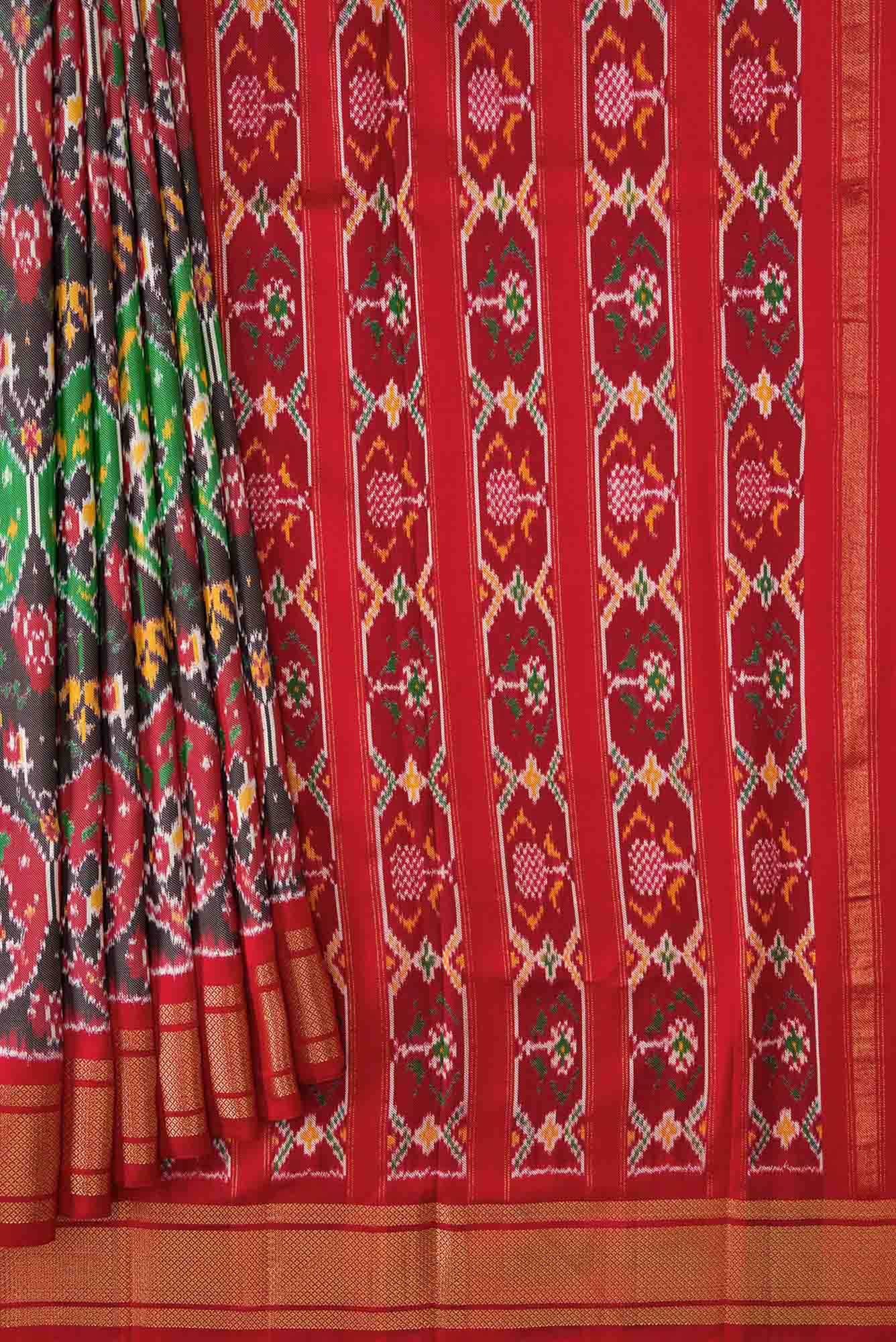 Pure Silk Pure Zari Maroon and Brown Dual Tone Double Ikat Saree
