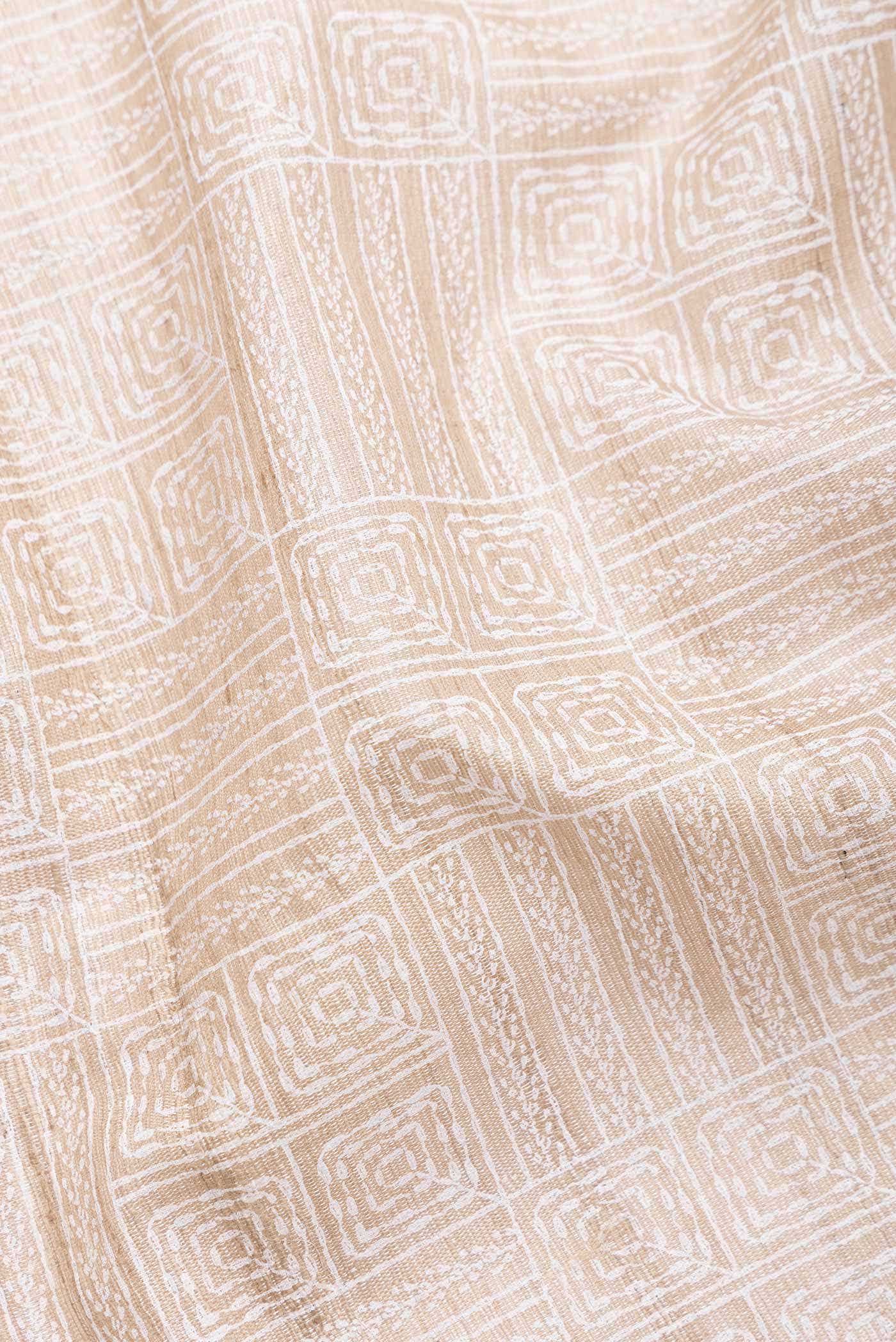 Beige Tussar Silk Saree