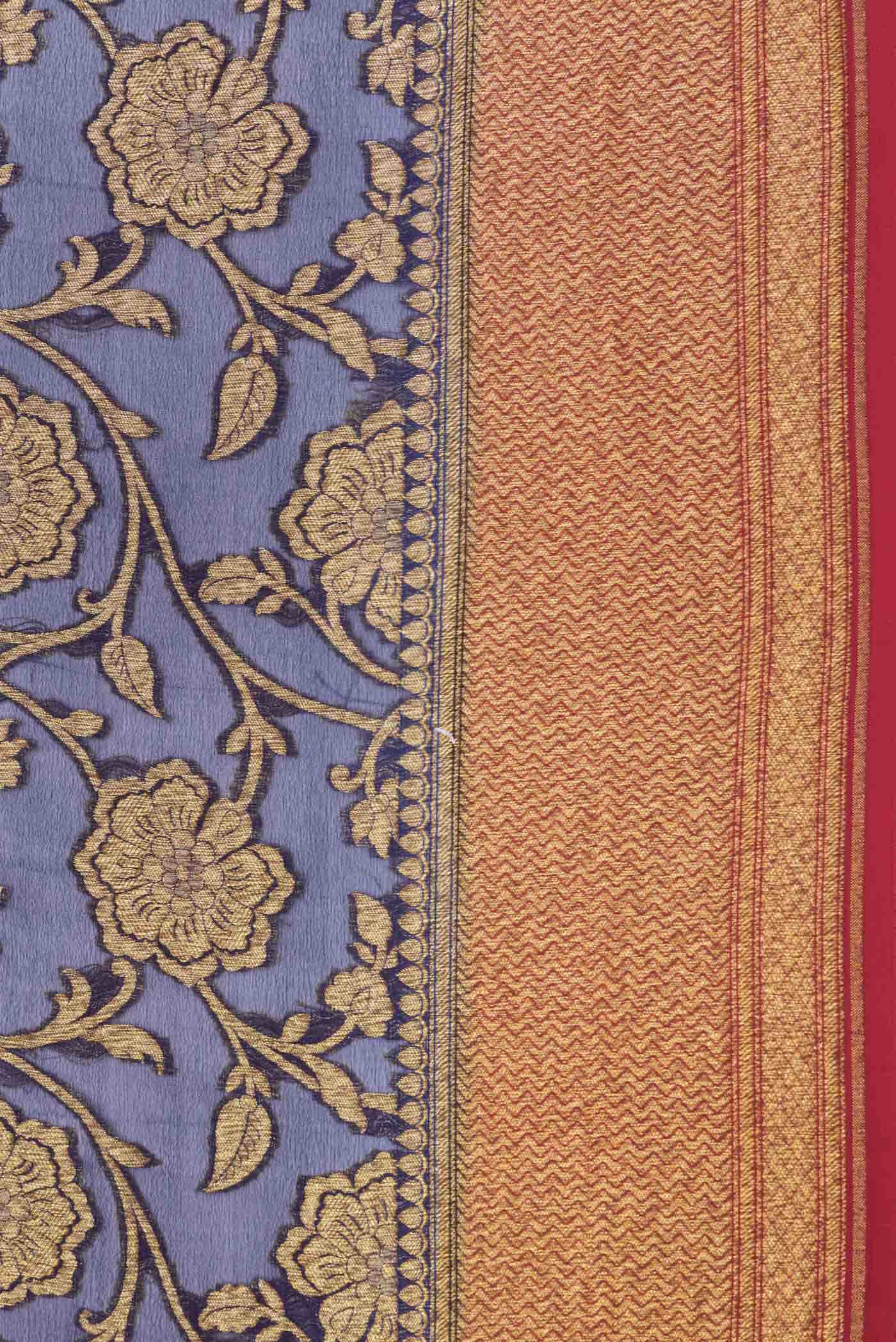 Navy Blue Dual Tone Banarasi Georgette Saree