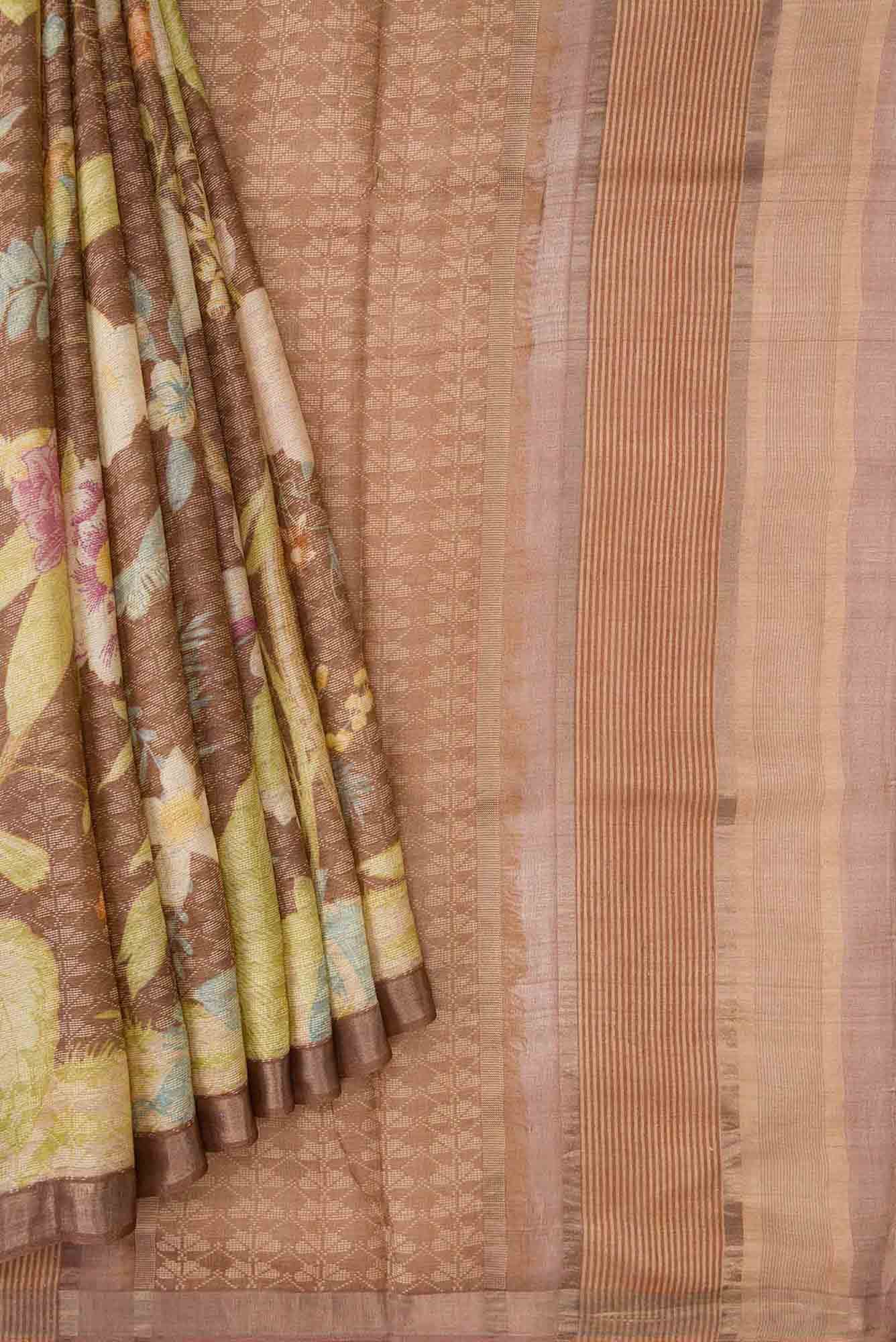 Brown Dual Tone Tussar Silk Saree