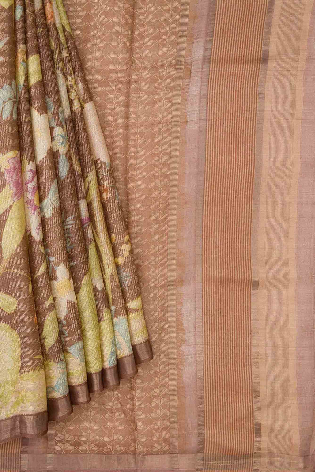 Brown Dual Tone Tussar Silk Saree