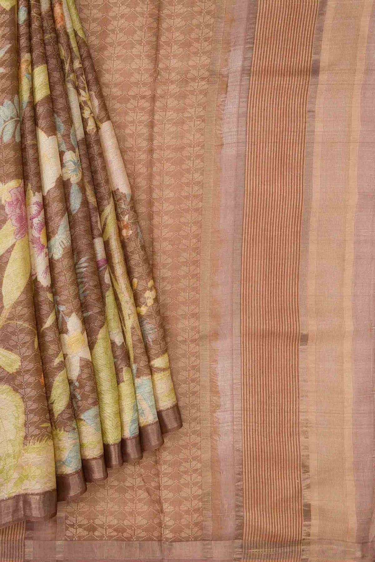 Brown Dual Tone Tussar Silk Saree