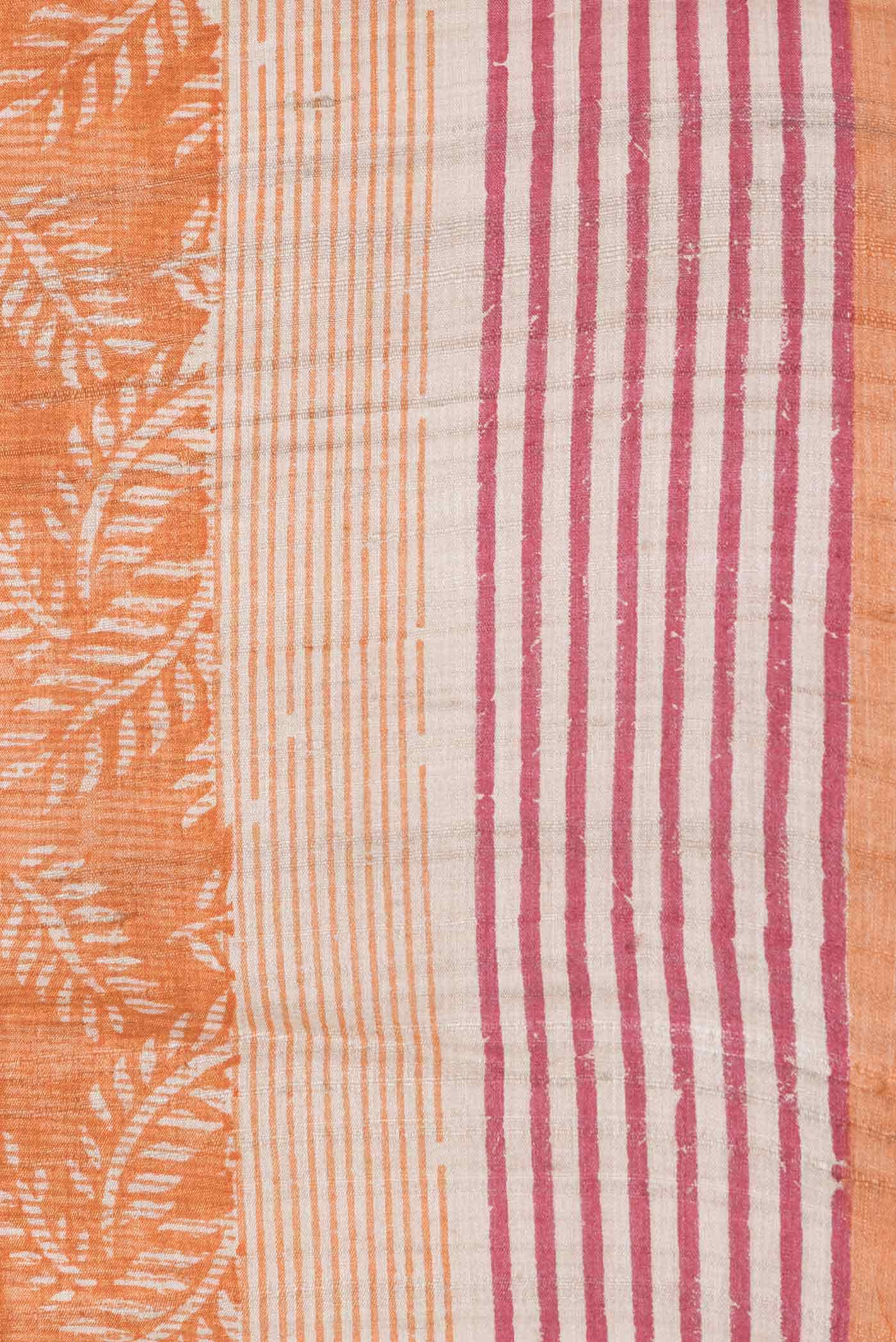 Orange Dual Tone Tussar Silk Saree