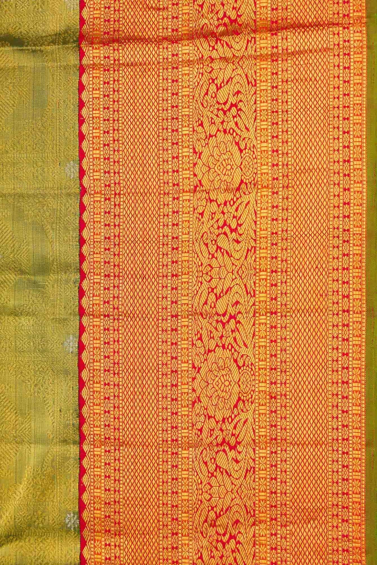 Green Dual Tone Kanjivaram Tissue Silk Saree
