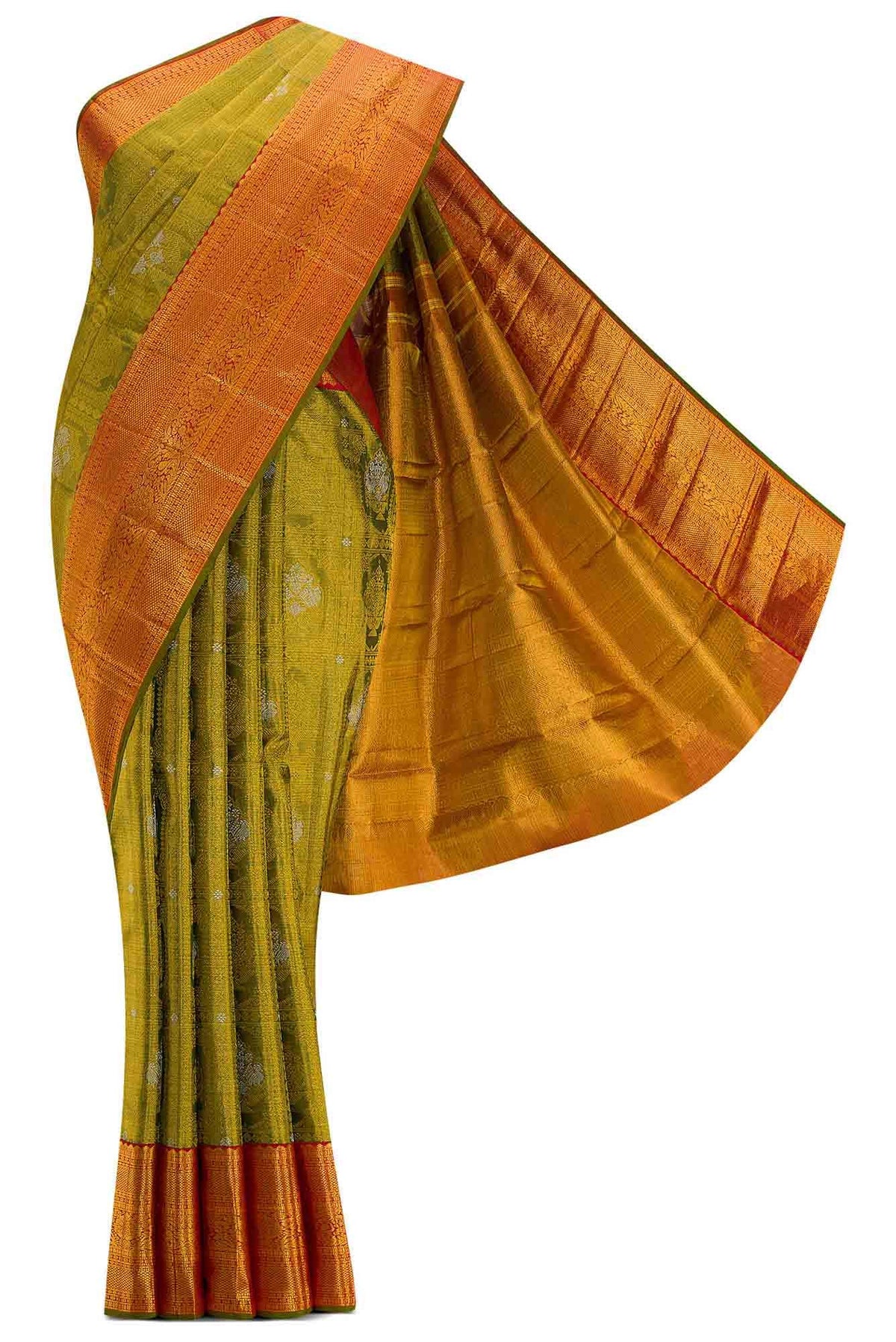 Green Dual Tone Kanjivaram Tissue Silk Saree