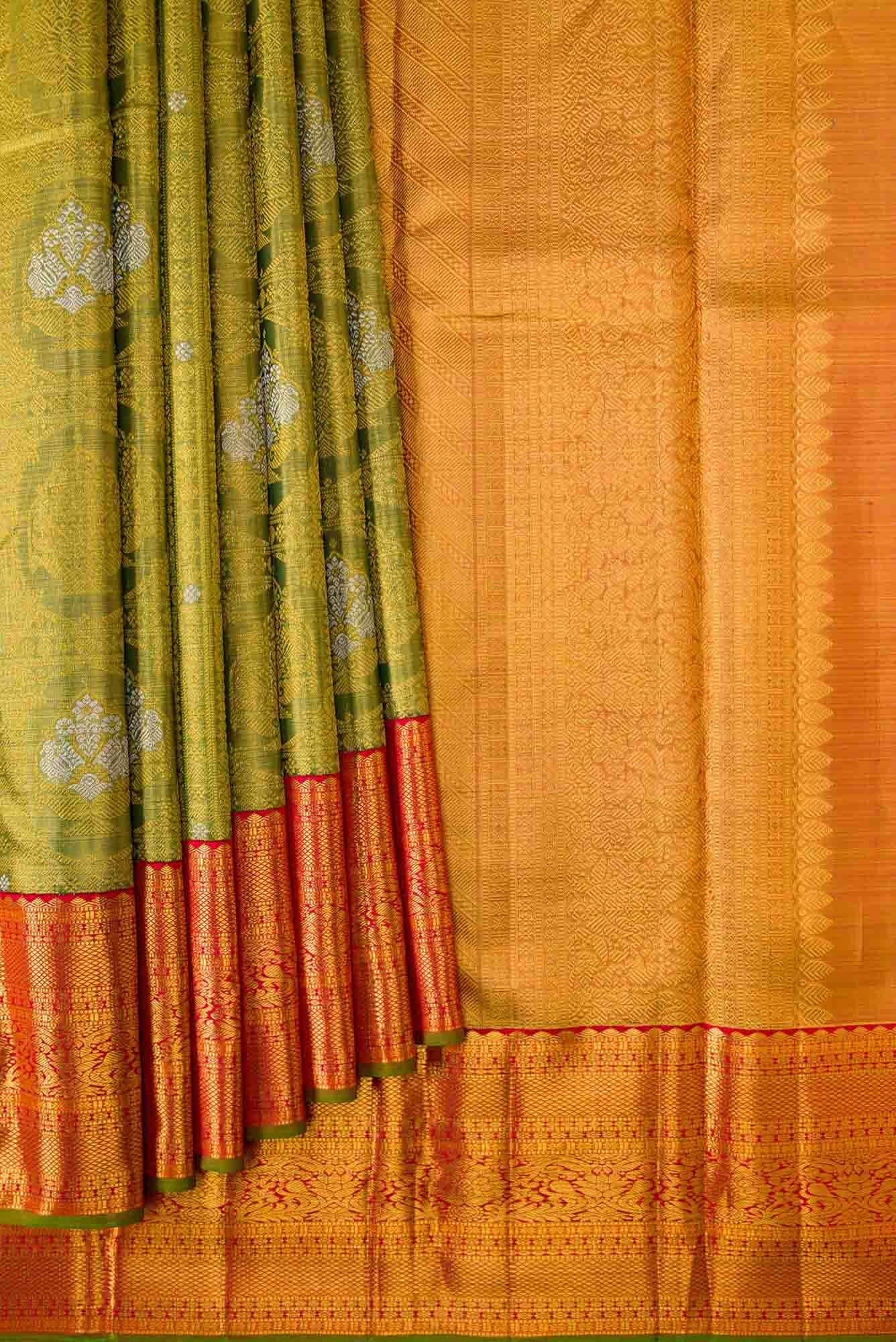 Green Dual Tone Kanjivaram Tissue Silk Saree
