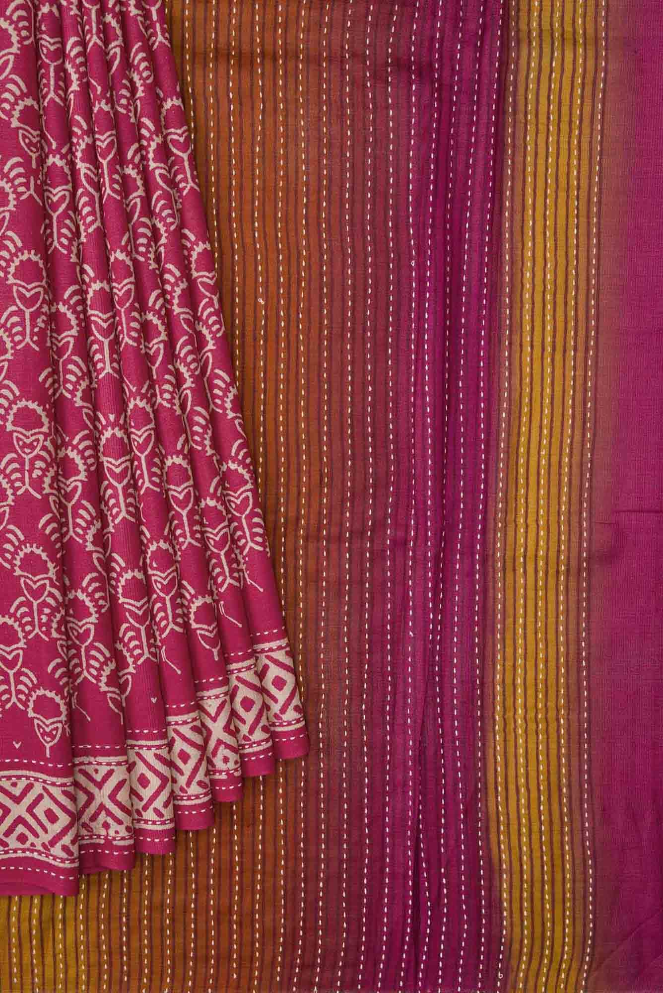 Rani Pink Dual Tone Tussar Silk Saree