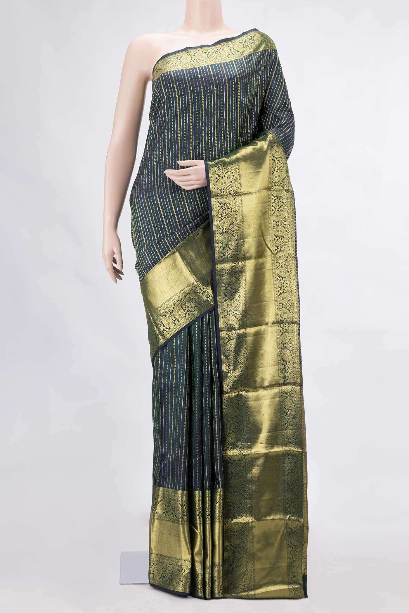 Peacock Blue Dual Tone Kanchipuram Silk Saree