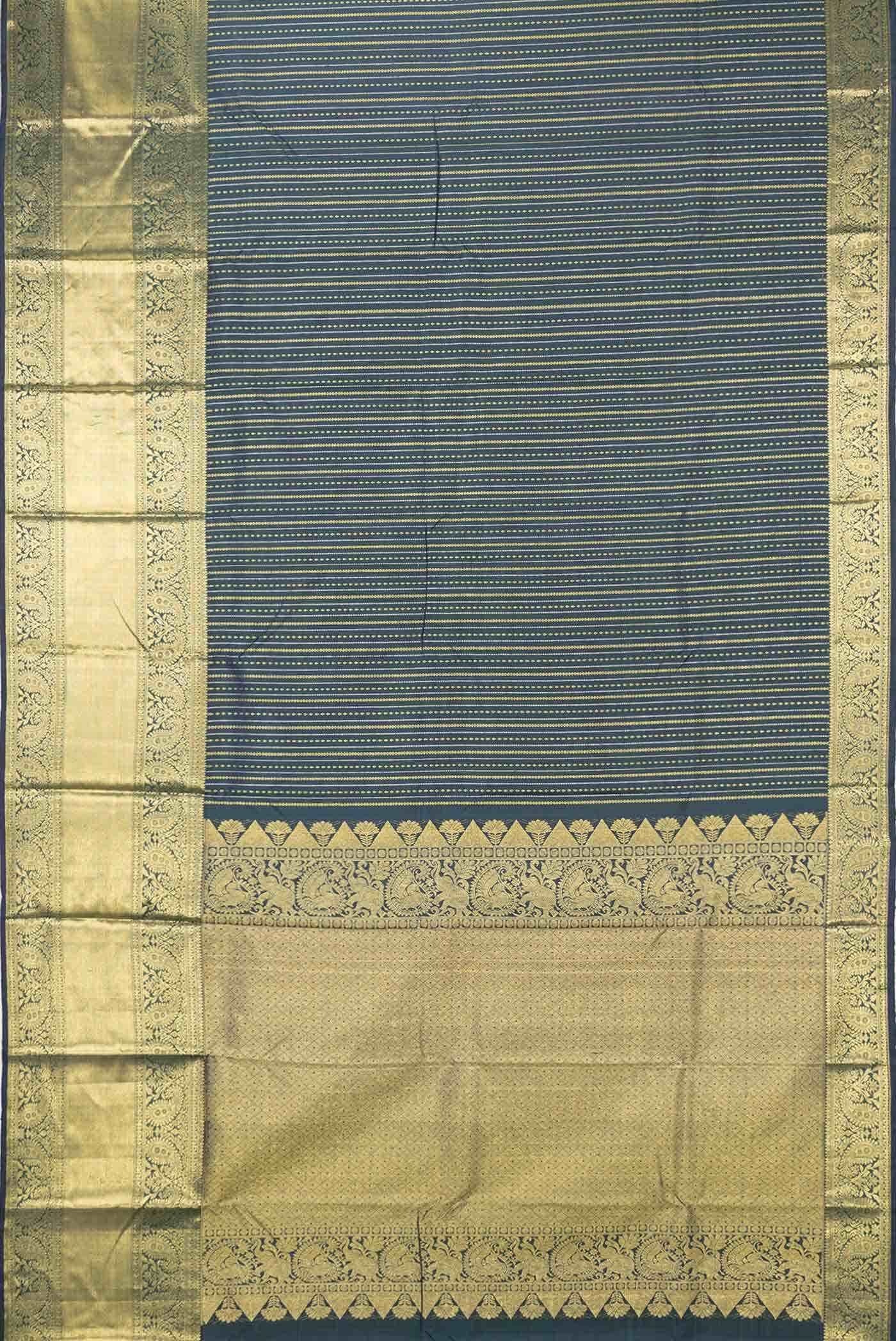 Peacock Blue Dual Tone Kanchipuram Silk Saree