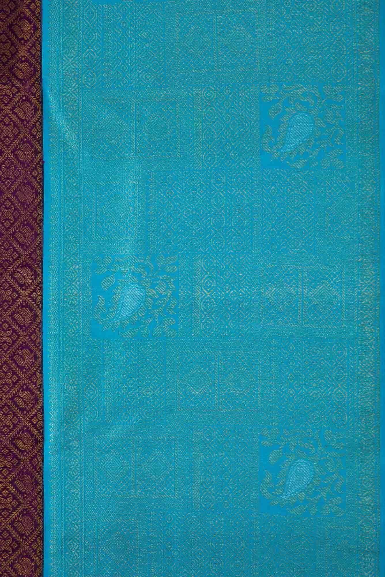 Pure Silk Pure Zari Violet Dual Tone Kanchipuram Saree