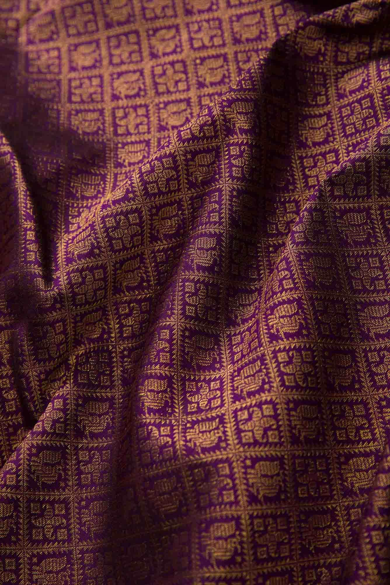 Pure Silk Pure Zari Violet Dual Tone Kanchipuram Saree