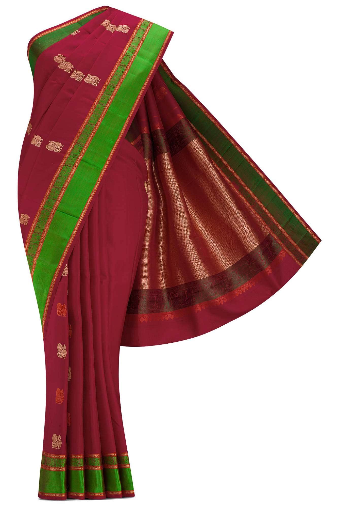Maroon Dual Tone Kanchipuram Silk Saree