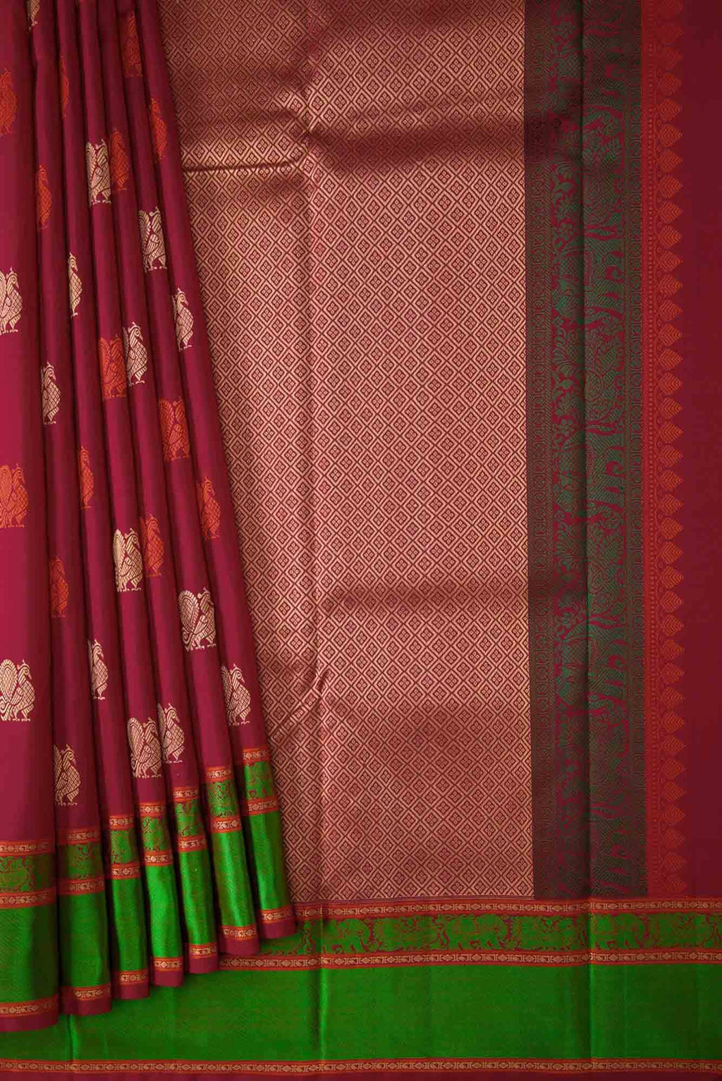 Maroon Dual Tone Kanchipuram Silk Saree