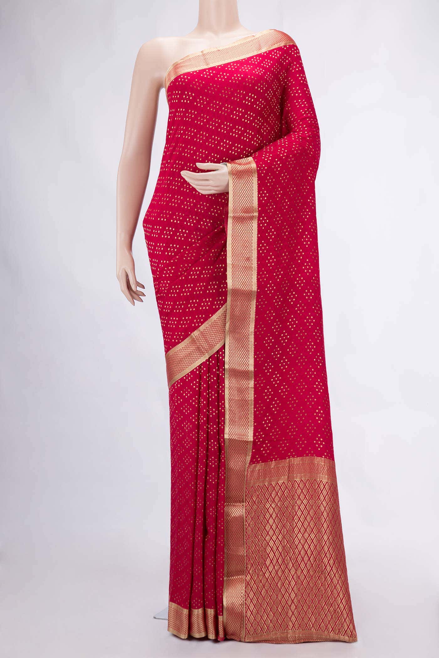 Deep Red Mysore Georgette Saree
