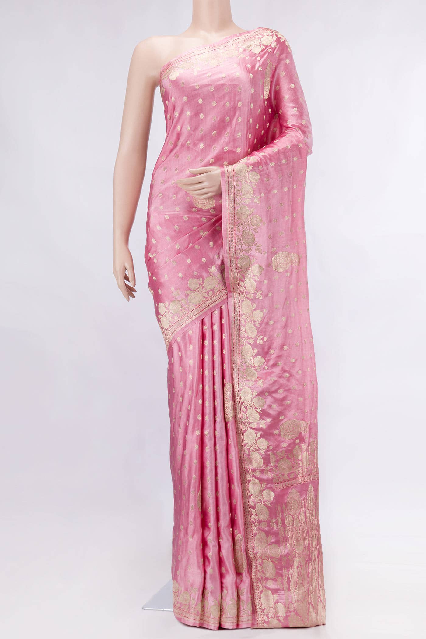 Pink Dual Tone Satin Crepe Saree