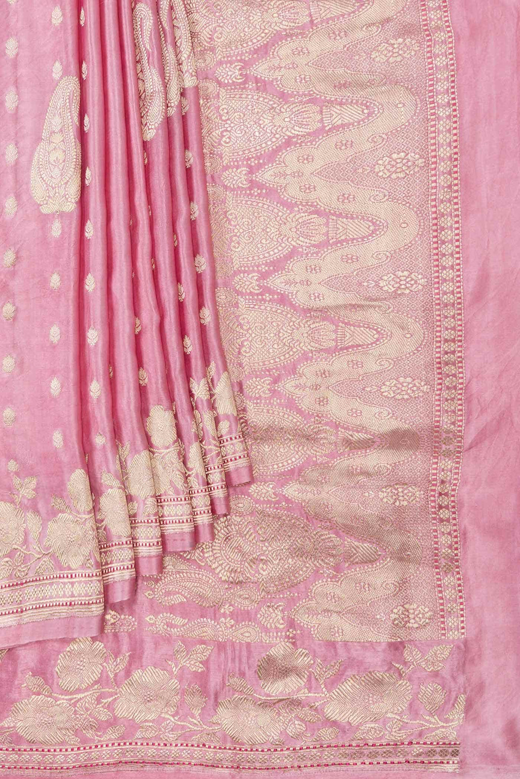 Pink Dual Tone Satin Crepe Saree