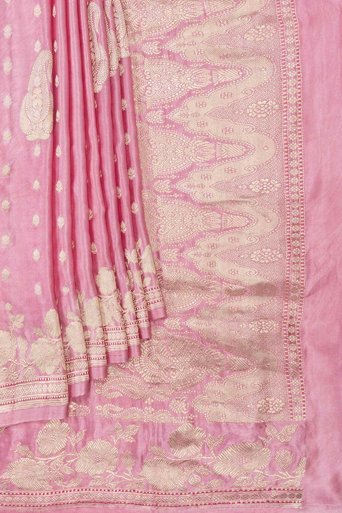 Pink Dual Tone Satin Crepe Saree