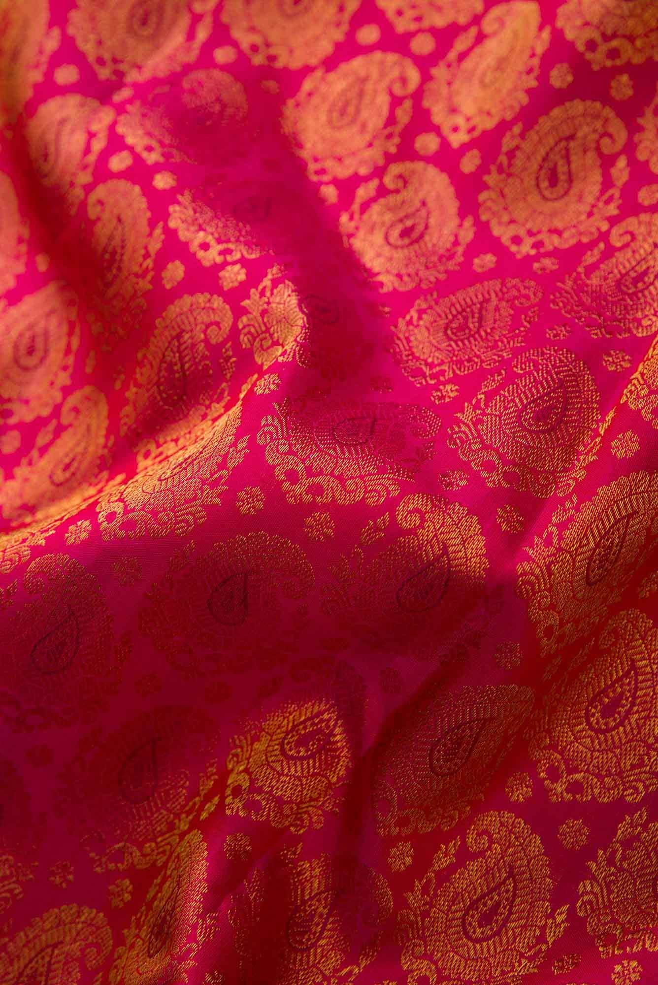 Pure Silk Pure Zari Pink Dual Tone Kanchipuram Saree