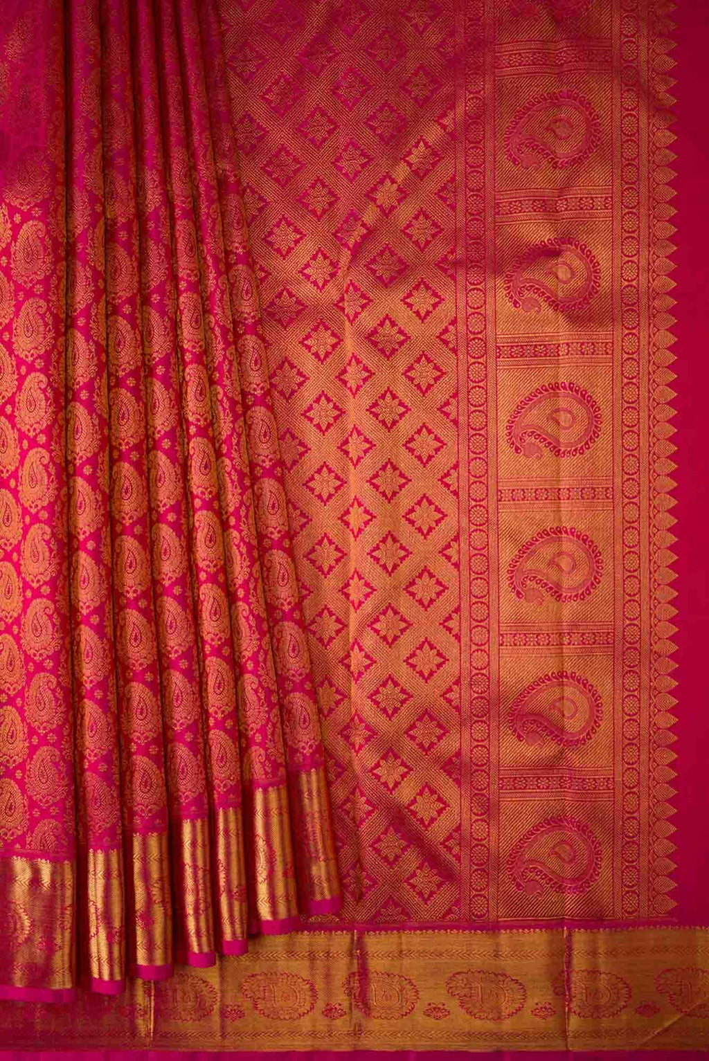 Pure Silk Pure Zari Pink Dual Tone Kanchipuram Saree