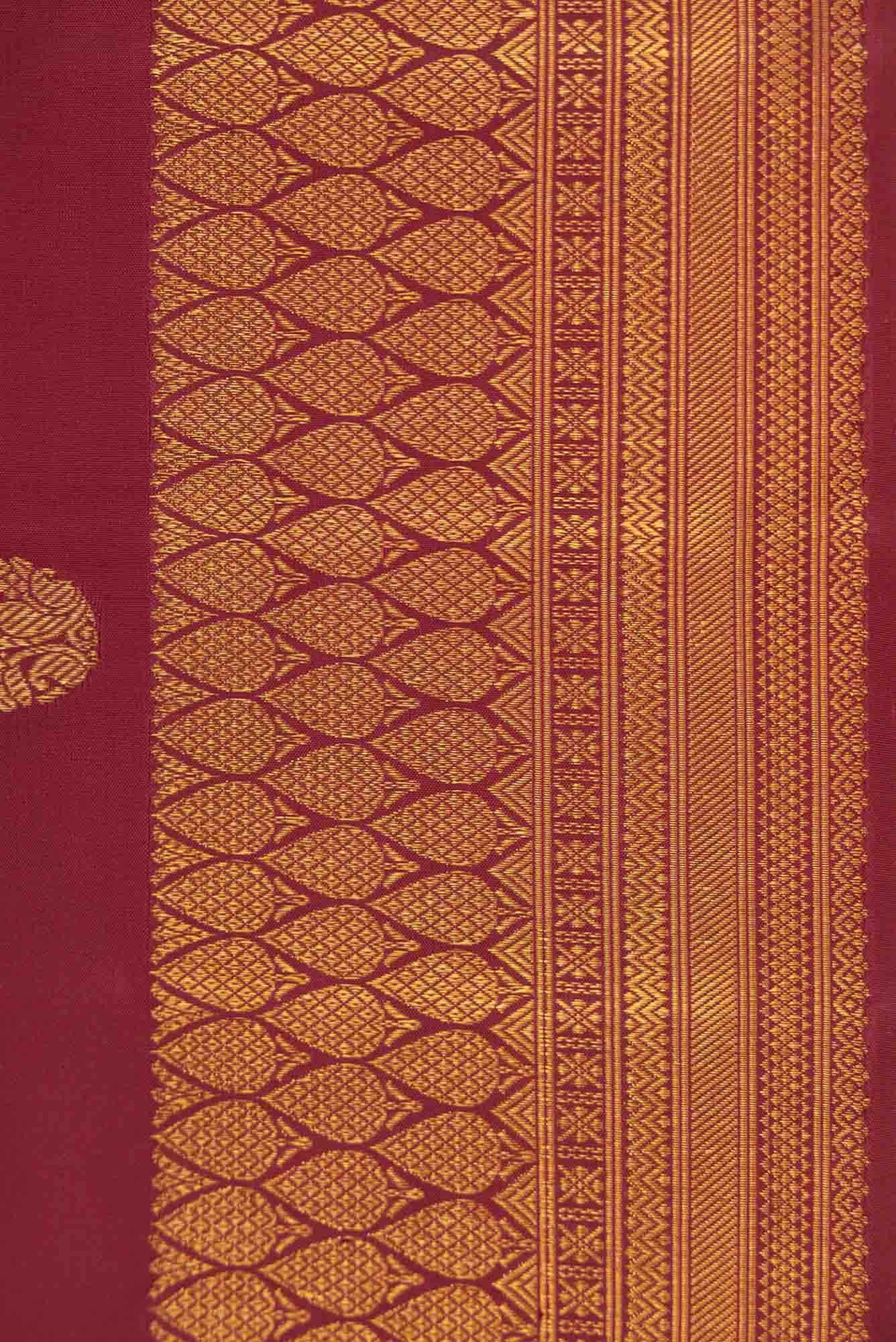 Pure Silk Pure Zari Maroon Dual Tone Kanchipuram Saree