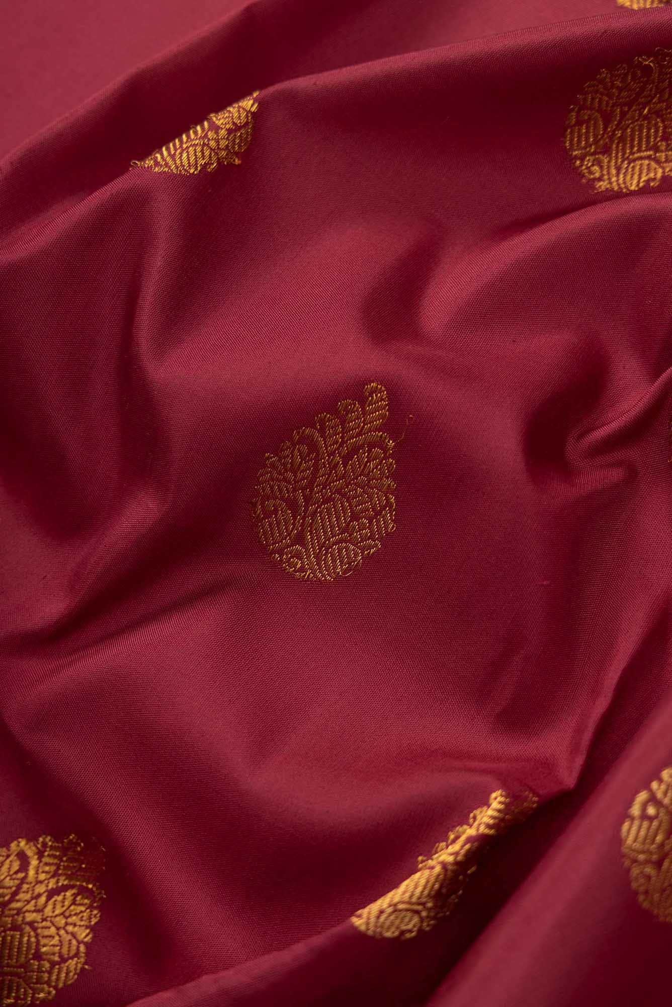 Pure Silk Pure Zari Maroon Dual Tone Kanchipuram Saree