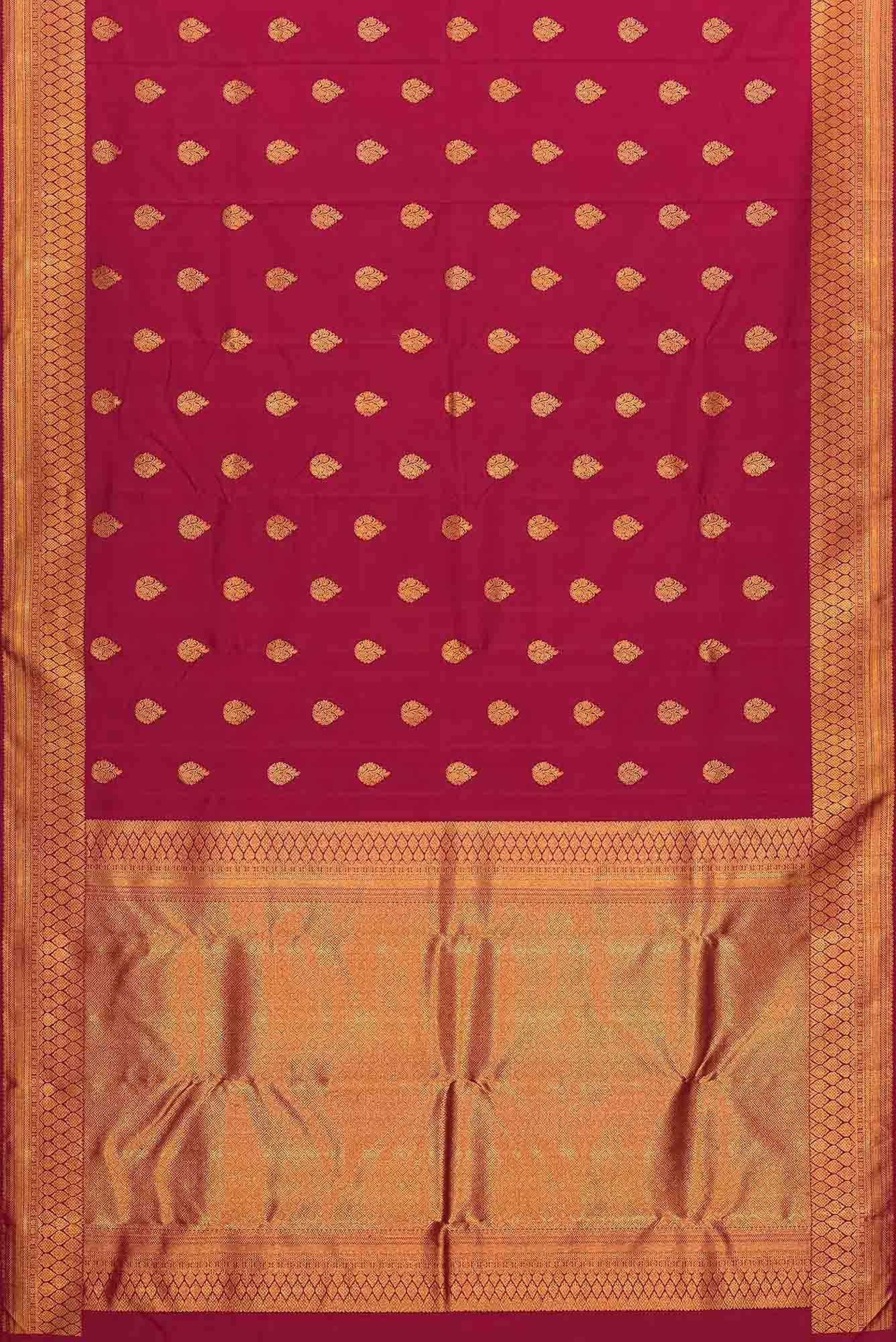 Pure Silk Pure Zari Maroon Dual Tone Kanchipuram Saree