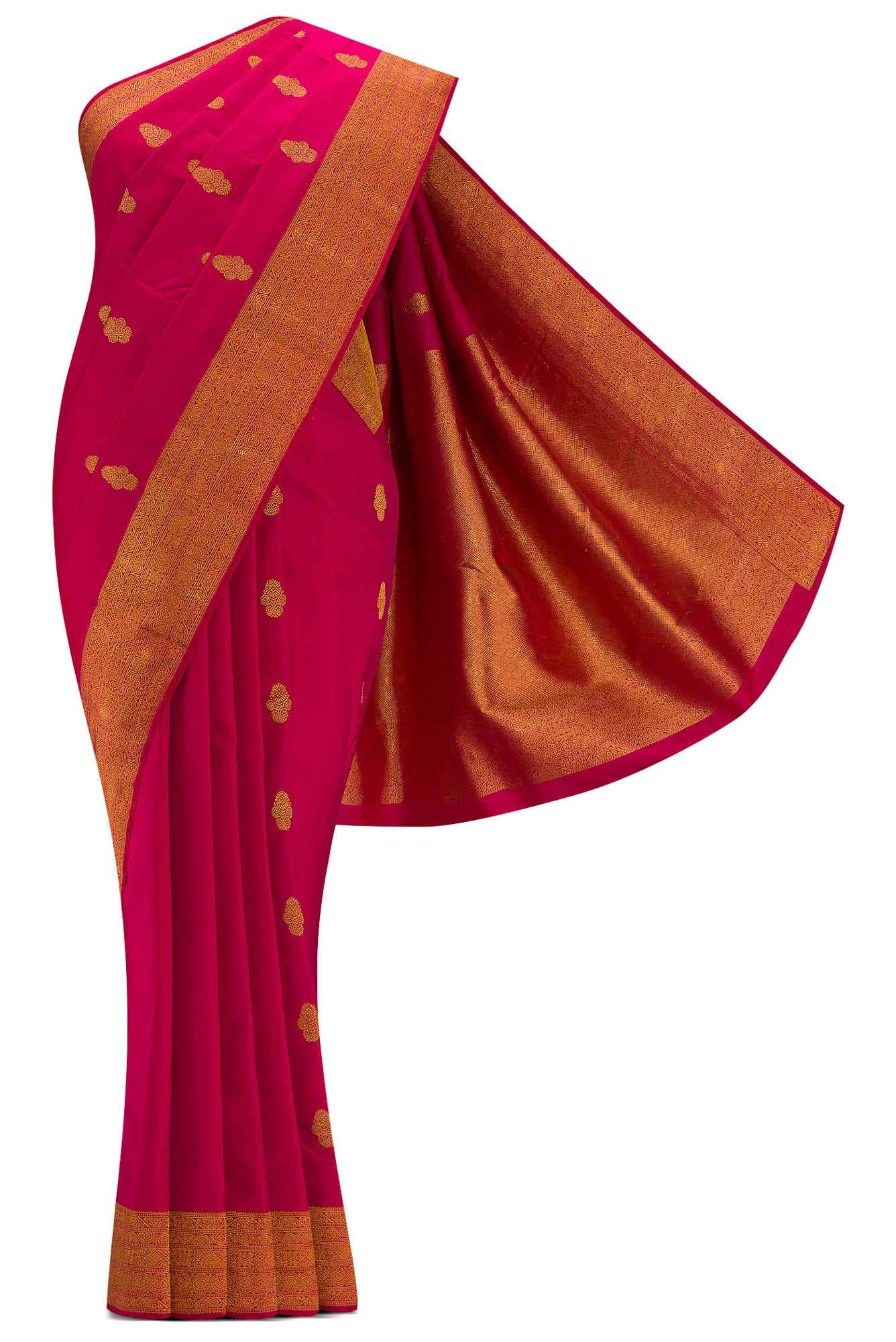 Pure Silk Pure Zari Pink Dual Tone Kanchipuram Saree
