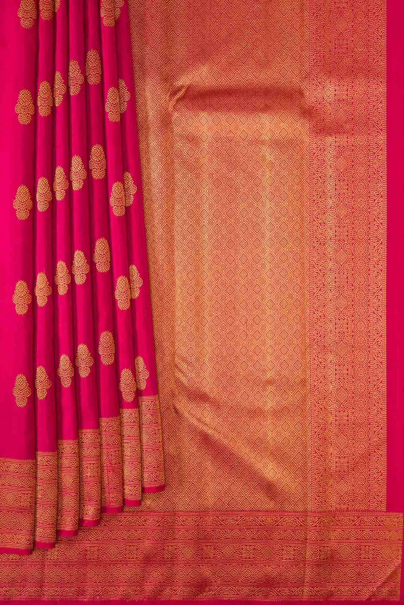 Pure Silk Pure Zari Pink Dual Tone Kanchipuram Saree