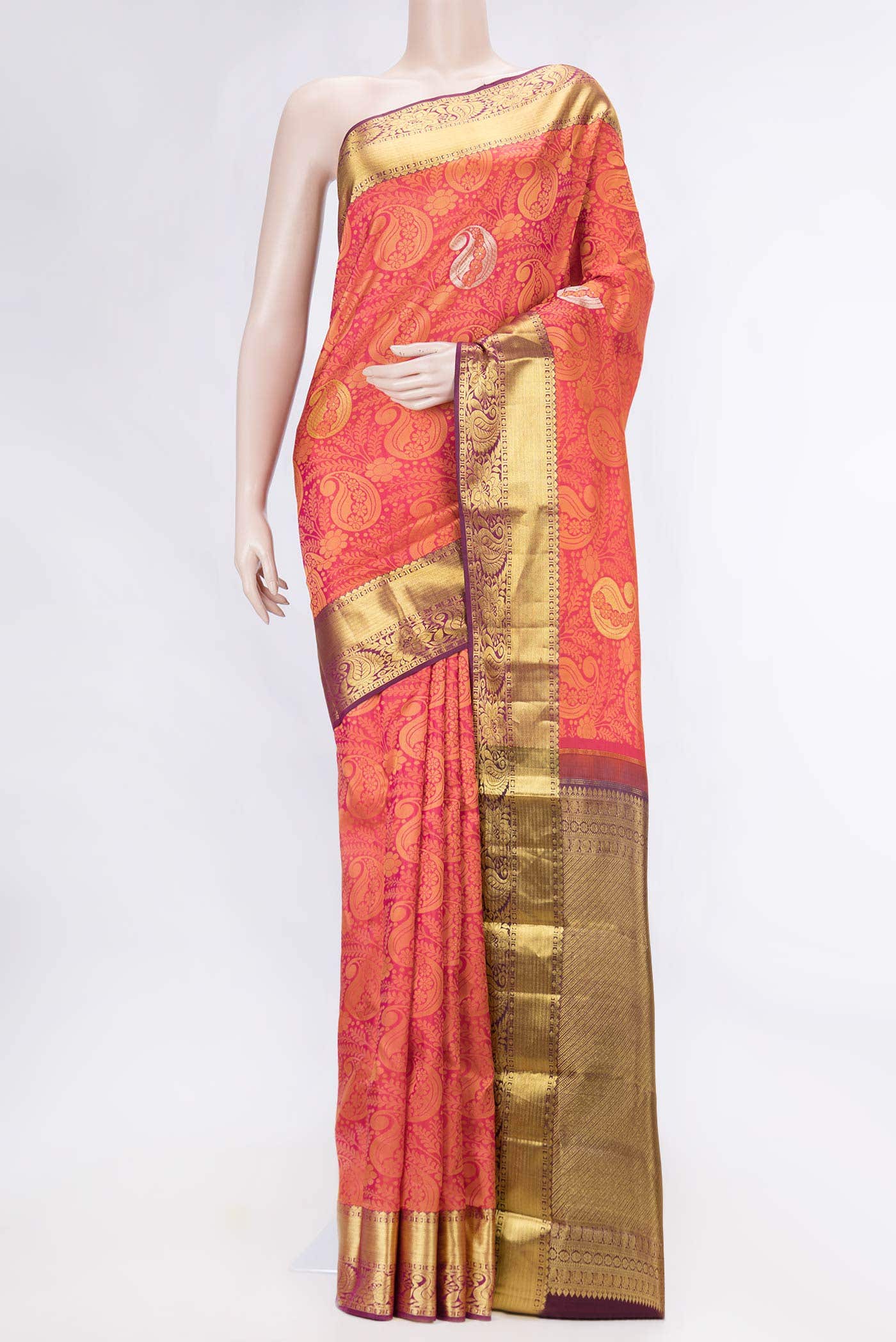 Pink Dual Tone Kanchipuram Silk Saree