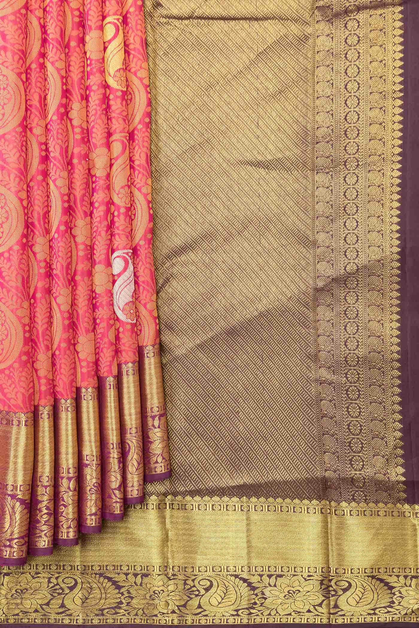 Pink Dual Tone Kanchipuram Silk Saree
