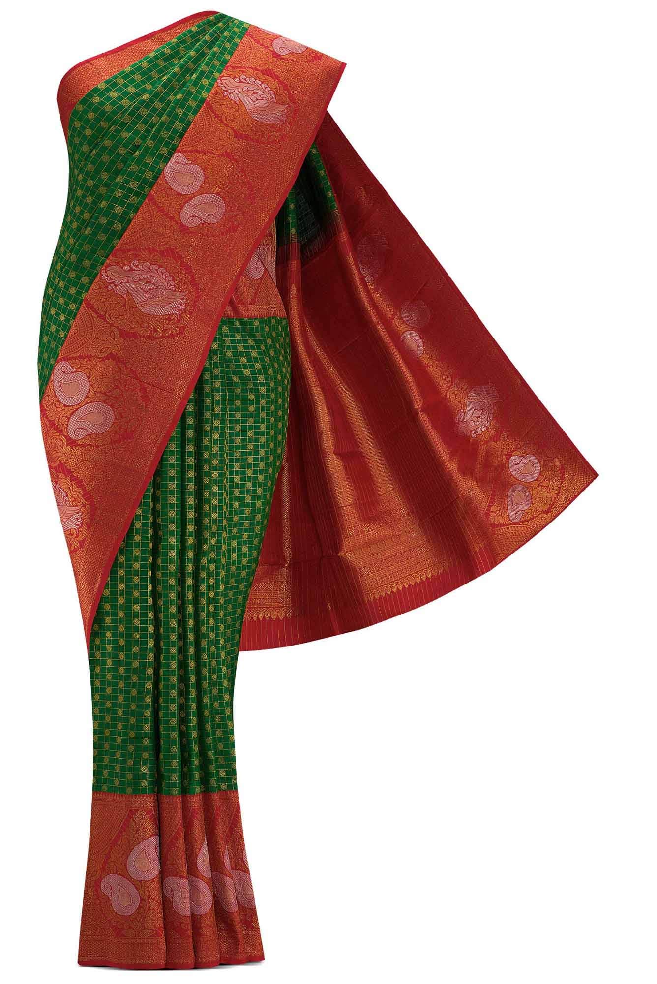 Green Dual Tone Kanchipuram Silk Saree