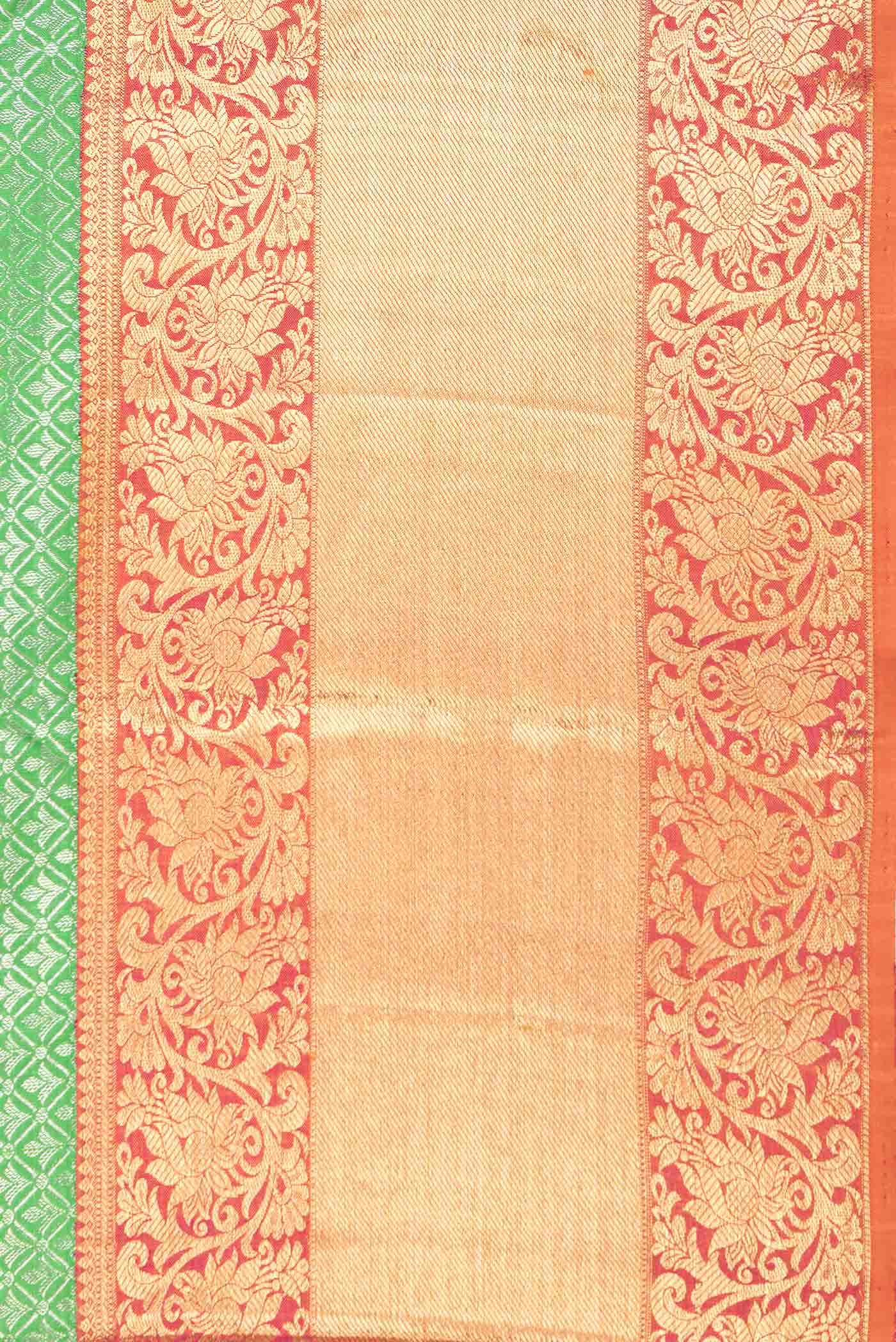 Parrot Green Dual Tone Kanchipuram Silk Saree