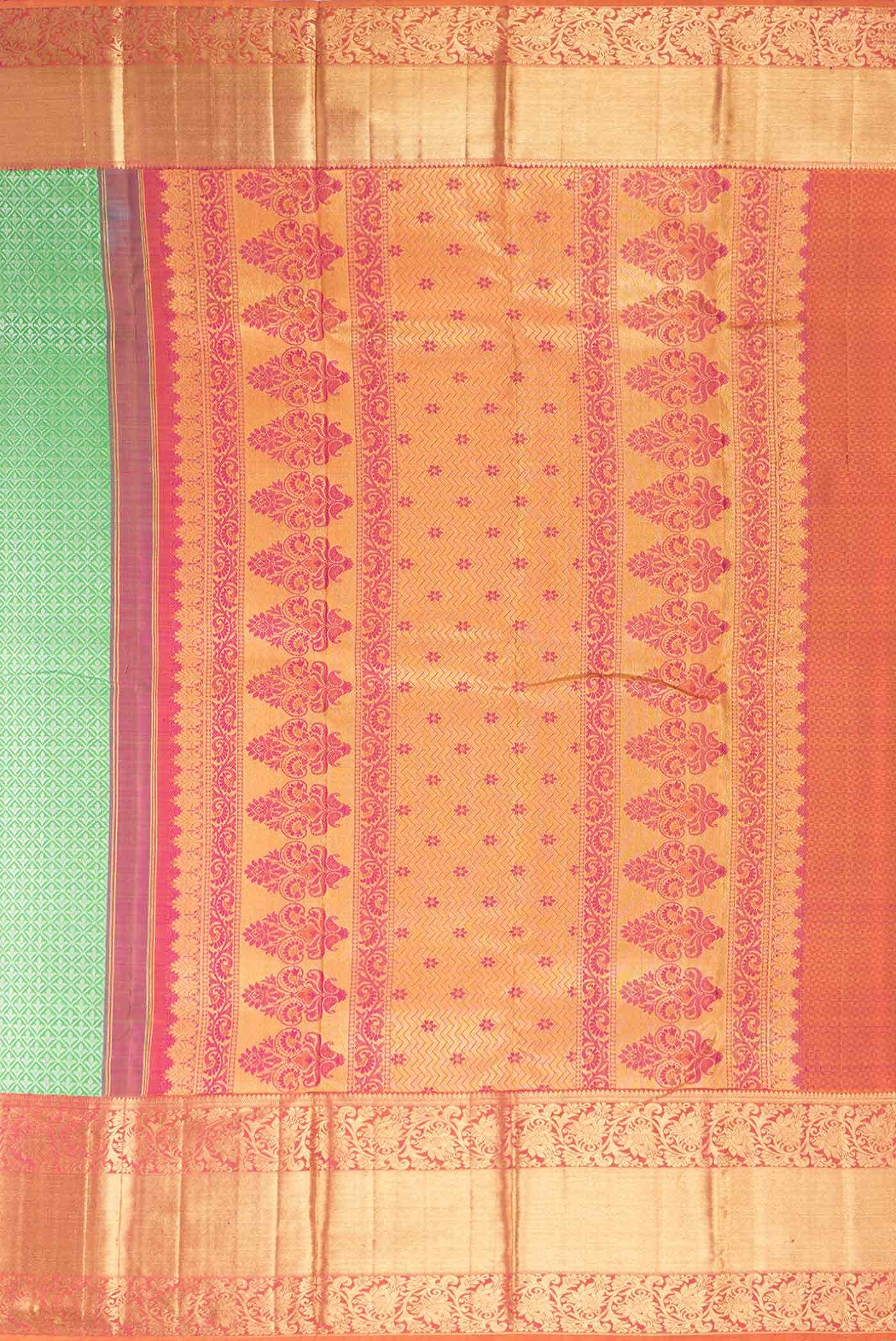 Parrot Green Dual Tone Kanchipuram Silk Saree