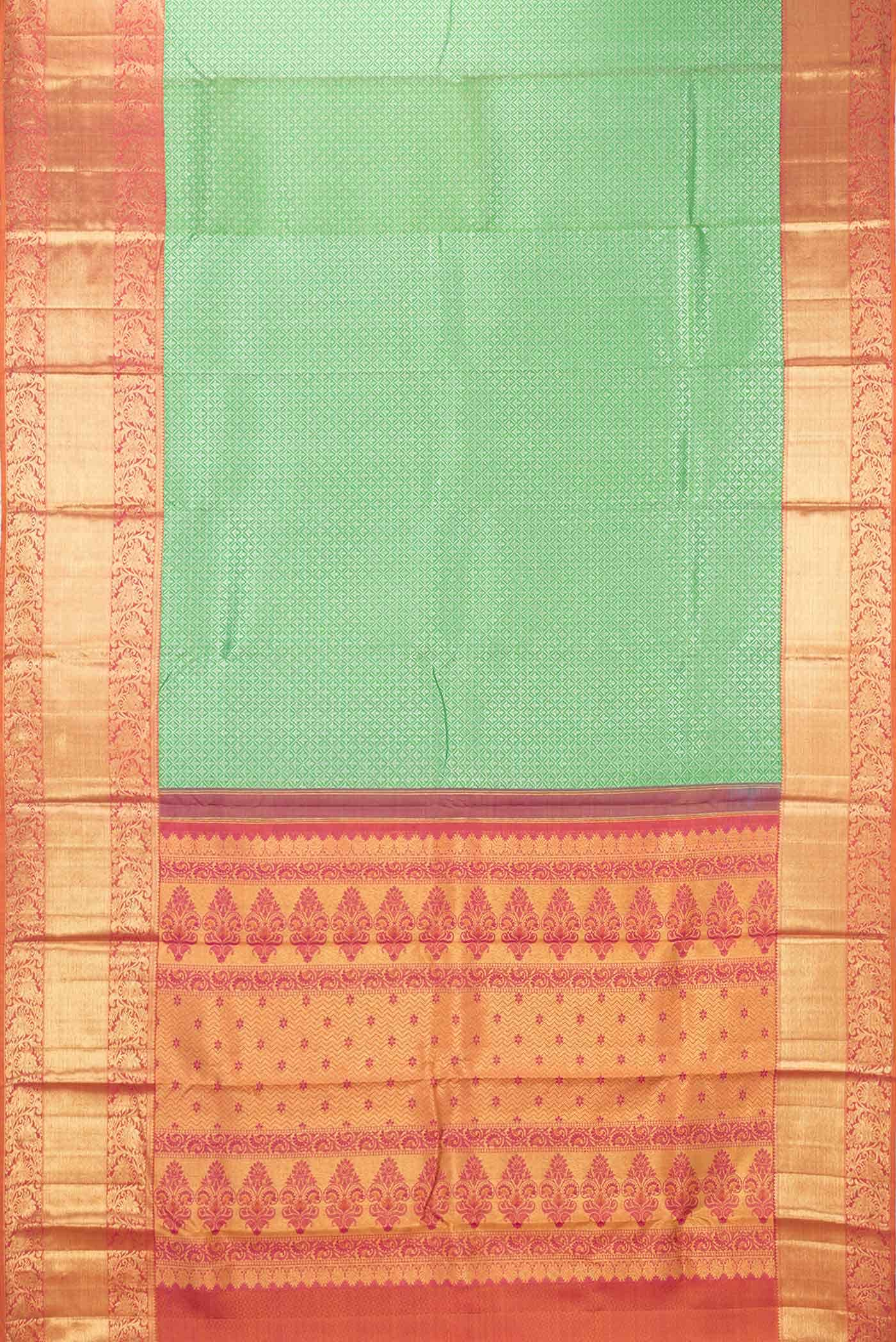 Parrot Green Dual Tone Kanchipuram Silk Saree
