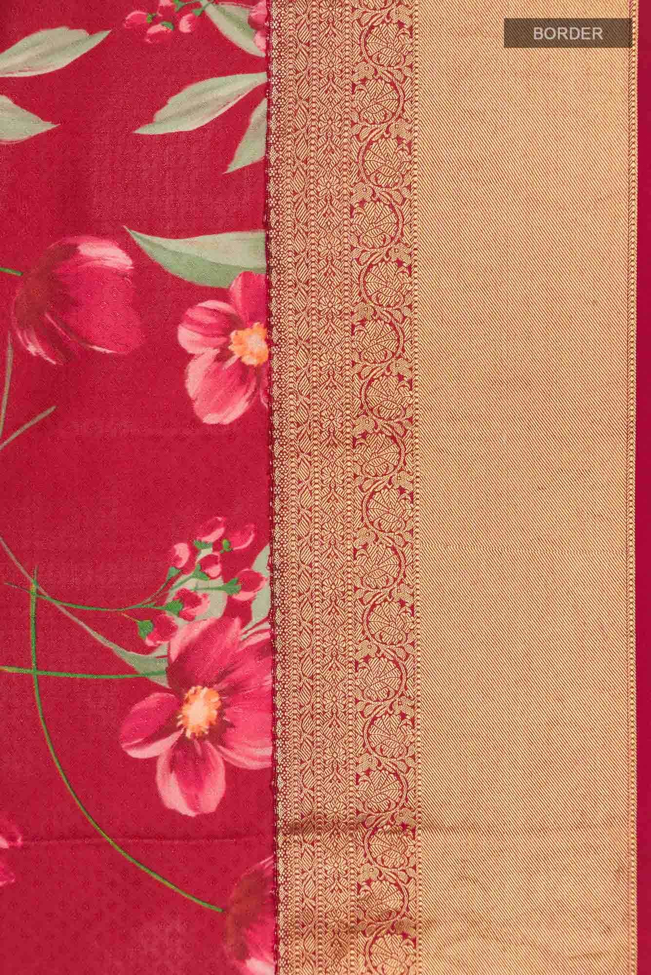 Maroon Tussar Silk Saree