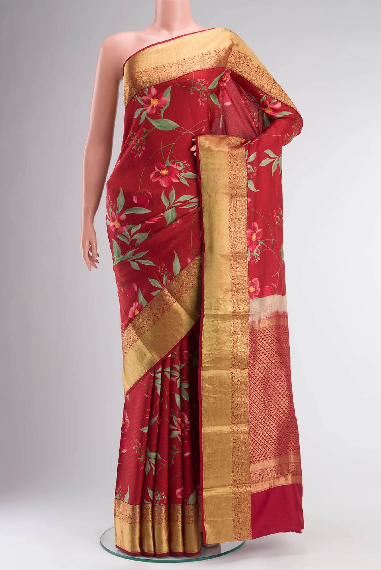 Maroon Tussar Silk Saree