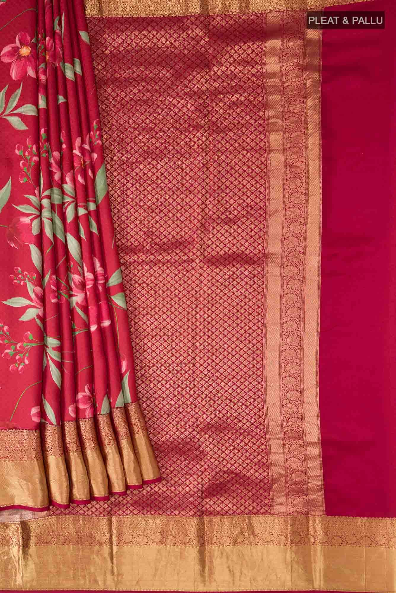 Maroon Tussar Silk Saree