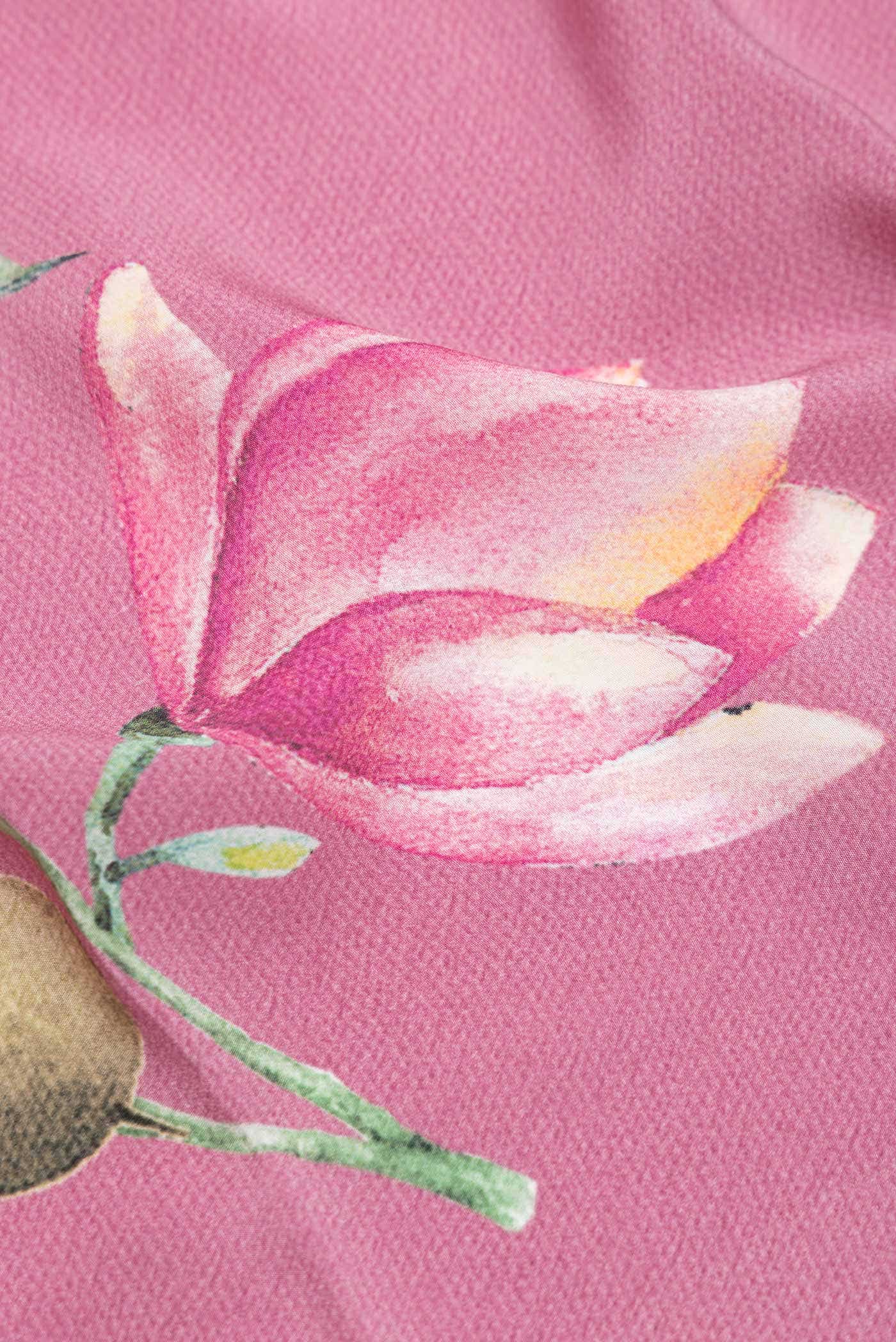 Pink Mysore Crepe Saree