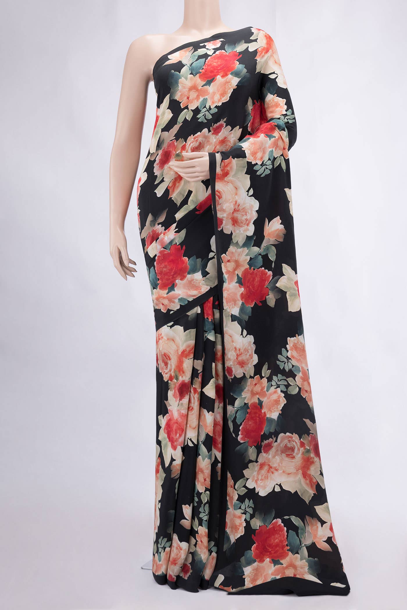 Black Mysore Crepe Saree