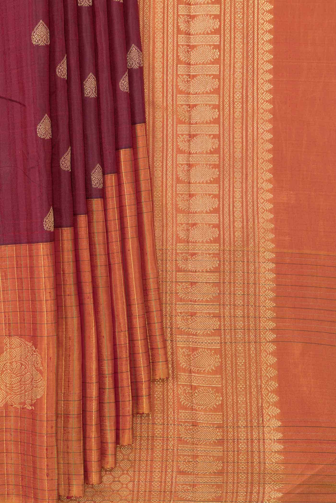 Maroon Dual Tone Kanchipuram Silk Saree