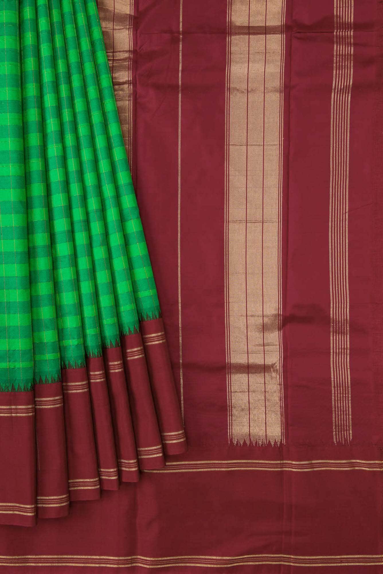 Green Dual Tone Kanchipuram Silk Saree
