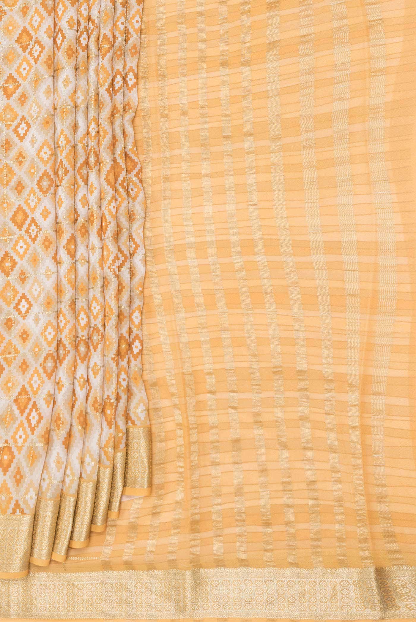 Beige Dual Tone Mysore Georgette Saree