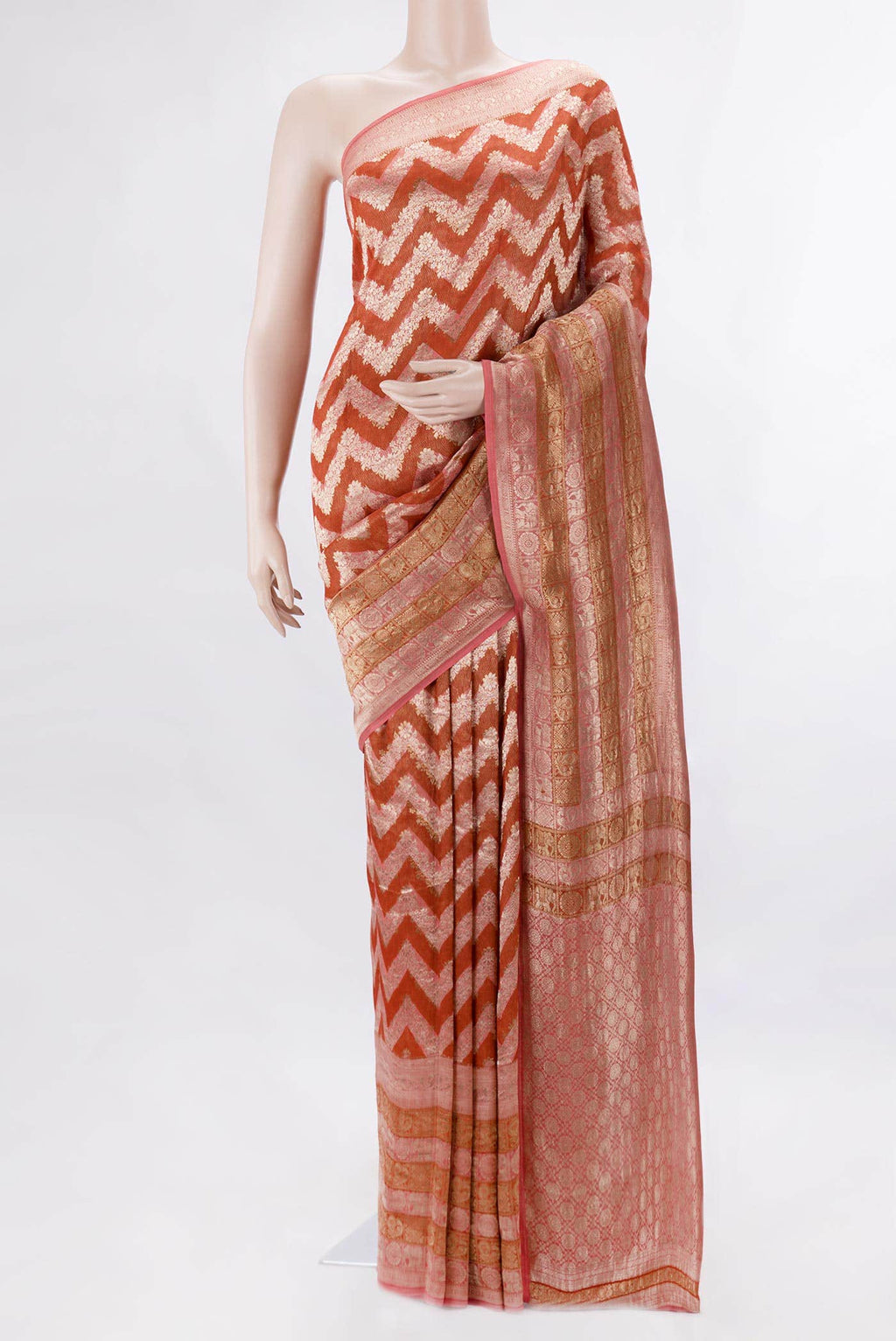 Orange Dual Tone Banarasi Georgette Saree