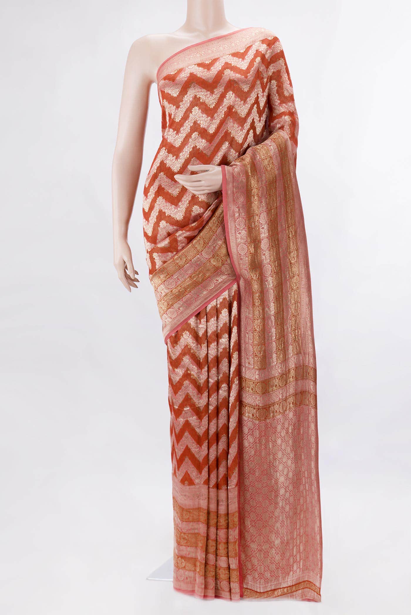 Orange Dual Tone Banarasi Georgette Saree