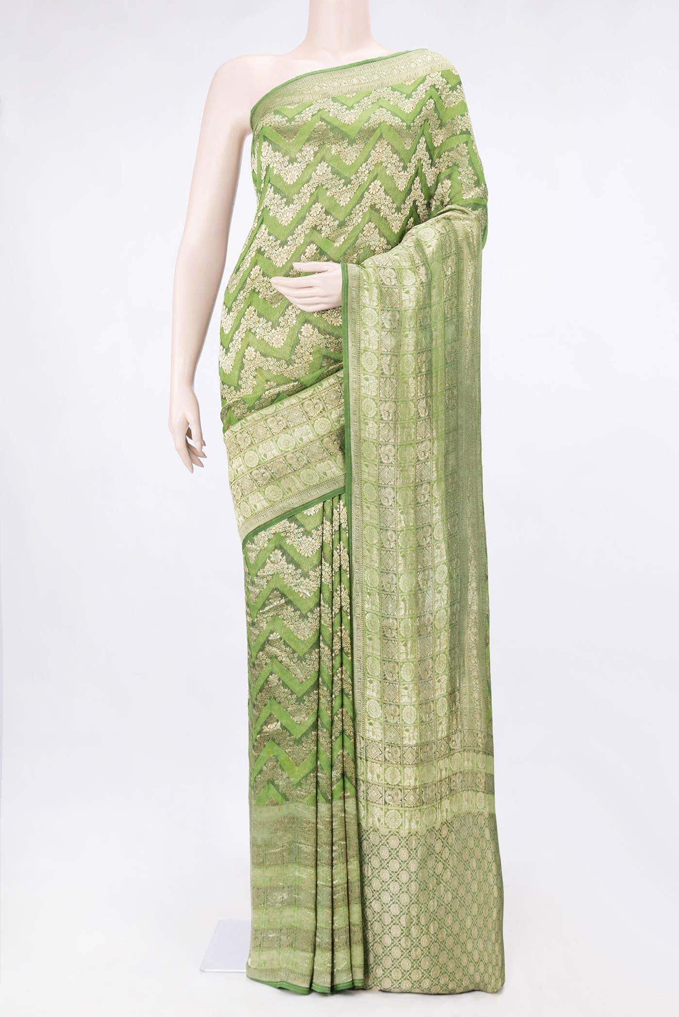 Green Mysore Crepe Saree