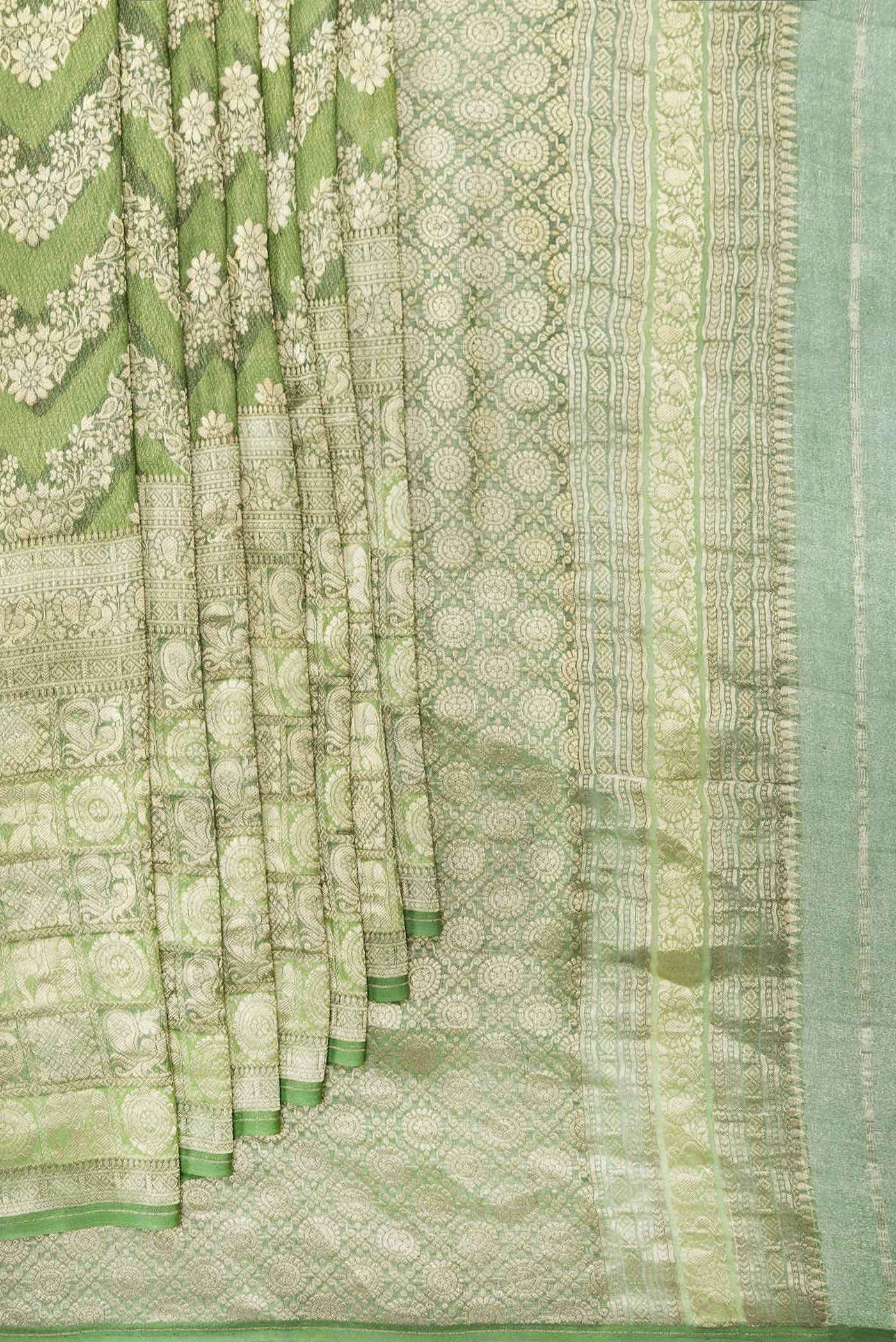 Green Mysore Crepe Saree